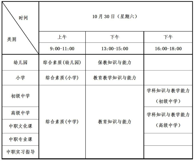 四川教師資格證考試時間安排!