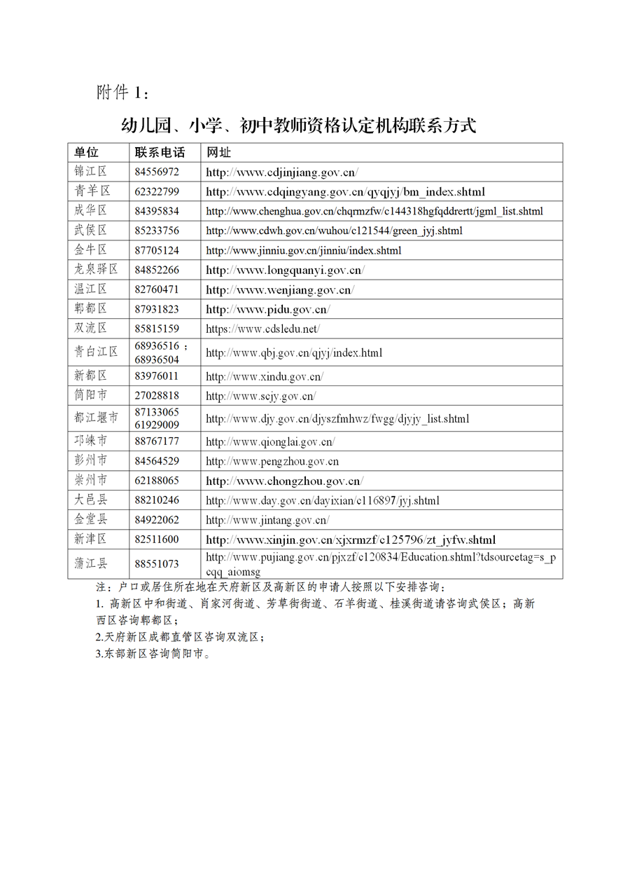 2021年下半年四川省成都市中小學(xué)教師資格認(rèn)定公告 ！